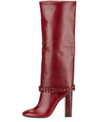 Tory Burch Sarava Leather Knee Boot Red Agate