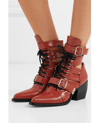 Chloé Rylee Cutout Leather Ankle Boots