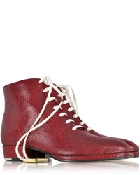 Zoe Lee Zachary Red Lizard Embossed Lace Up Bootie