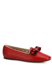 Gucci Gallipoli Grosgrain Bow Leather Loafers
