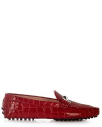 Tod's Gommini Reptile Effect Leather Loafers