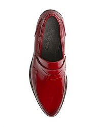 Jimmy Choo Brushed Leather Pointed Penny Loafers