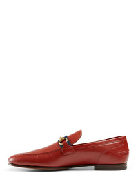 Gucci Leather Loafer With Web Detail Red