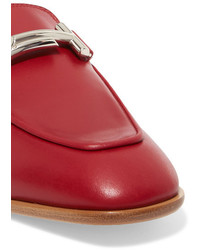 Tod's Leather Slippers Red
