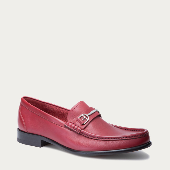 red bally loafers