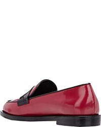 Opening Ceremony Mixed Material Penny Loafers Red