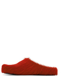 Marni Red Calf Hair Fussbett Sabot Loafers