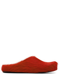 Marni Red Calf Hair Fussbett Sabot Loafers