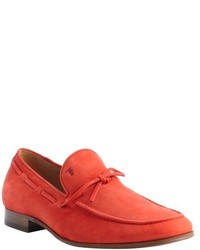 Tod's Red Leather Moc Toe Slip On Loafers