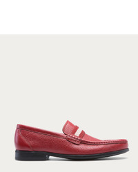 Bally Tesly Red Leather Loafer With Stripe