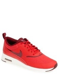 Red Leather Low Top Sneakers