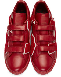 Raf Simons Red Adidas Originals Edition Stan Smith Comfort Badge Sneakers