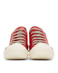 Rick Owens Red Calfskin Low Sneakers