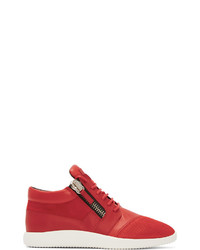 Giuseppe Zanotti Red Leather Mesh Megatron Sneakers