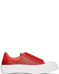 Alexander McQueen Red White Deck Lace Up Plimsoll Sneakers