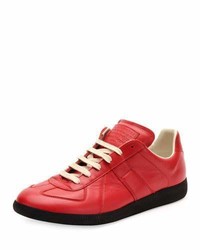 Maison Margiela Replica Leather Low Top Sneaker Redblack