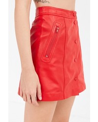 Cooperative Leather Button Down A Line Mini Skirt