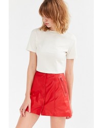 Cooperative Leather Button Down A Line Mini Skirt
