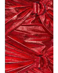 Isabel Marant Doll Metallic Leather Mini Skirt Red