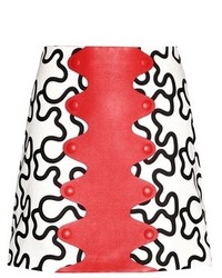 J.W.Anderson Jw Anderson Printed Cotton And Leather Miniskirt