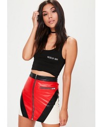 Missguided Petite Red Faux Leather Skirt