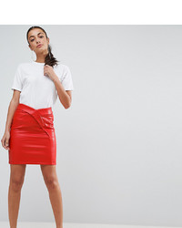 Asos Tall Textured Tulip Mini Skirt In Leather Look