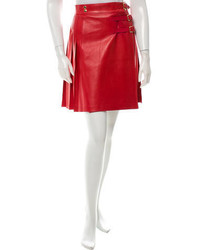 Saint Laurent Yves Leather Pleated Skirt