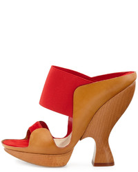 Donna Karan Sculpted High Heel Mule Flame Red