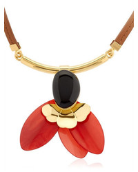 Marni Flora Leather Horn Resin Tie Necklace