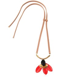 Marni Flora Leather Horn Resin Tie Necklace