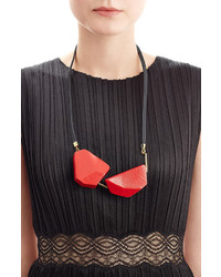 Marni Leather Necklace With Wooden Embellishts