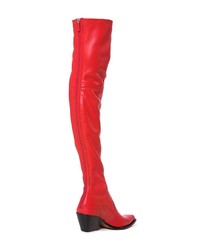 Givenchy Red 60 Over The Knee Leather Cowboy Boots