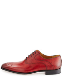 Magnanni For Neiman Marcus Vekio Leather Lace Up Oxford Red
