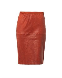 Red Leather Pencil Skirt