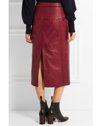 Chloé Leather Pencil Skirt Claret