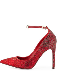 Valentino Beaded Leather Pump Red
