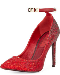 Valentino Beaded Leather Pump Red