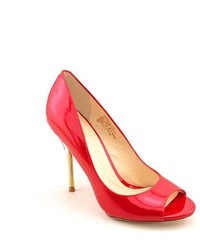 Boutique 9 Delilah Red Peep Toe Patent Leather Pumps Heels Shoes