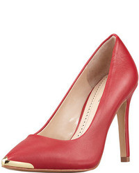 Pour La Victoire Christelle Metal Tip Pointy Toe High Heel Pump Red