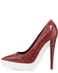 Stella McCartney Croc Embossed Faux Leather Pump Red