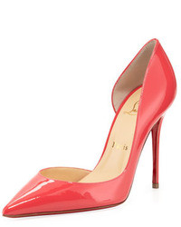 Christian Louboutin Iriza Patent Pointy Dorsay Red Sole Pump Pink