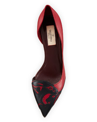 Valentino Leather Pointed Toe Jaguar Pump Red