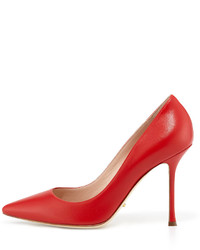 Sergio Rossi Leather Pointed Toe Pump Red