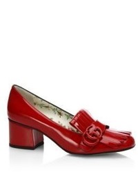 Gucci Marmont Gg Patent Leather Loafer Pumps