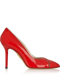 Charlotte Olympia Natalie Pvc Trimmed Patent Leather Pumps