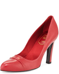 Roger Vivier Patent Leather Pump With Golden Studs Red
