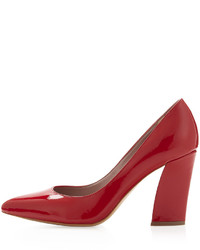 Sesto Meucci Patent Pointy Chunky Heel Pump Red