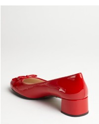 Prada Red Patent Leather Cap Toe Heel Pumps