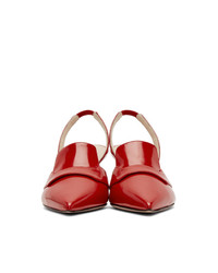 Prada Red Dorsay Slingback Heels
