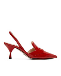 Prada Red Dorsay Slingback Heels